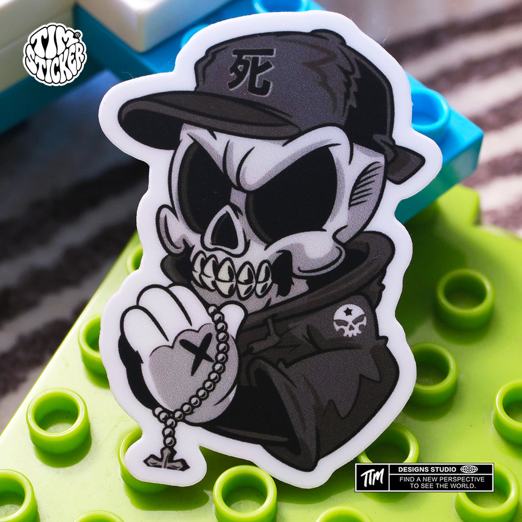 Trendy Waterproof Vinyl Stickers, Skull Praying Decal for Laptop, Water Bottle, Skateboard, Car, Aesthetic Cool UV Resistant Sticker Pack 3 PCS TIM STICKER®