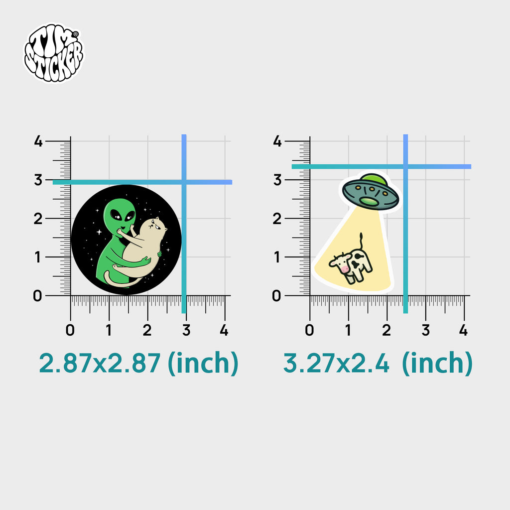Alien UFO Stickers Pack – Space Flying Saucer Vinyl Decals for Laptop, Water Bottle, Skateboard, Phone Case, Sci-Fi Aesthetic Sticker, 3 PCS, Not Reusable TIM STICKER®