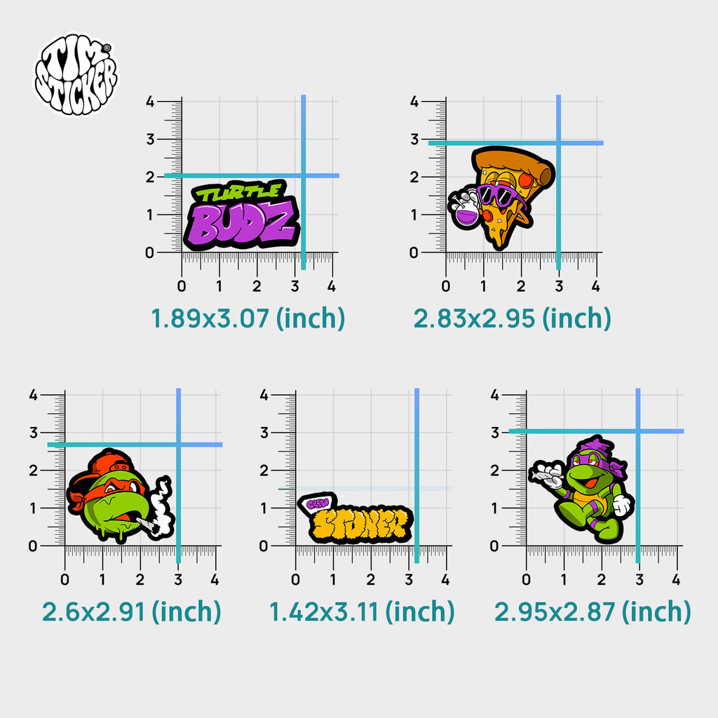 Trendy Waterproof Vinyl Stickers, Japanese Turtles  Decal for Laptop, Water Bottle, Skateboard, Car, Aesthetic Cool UV Resistant Sticker Pack 3 PCS TIM STICKER®