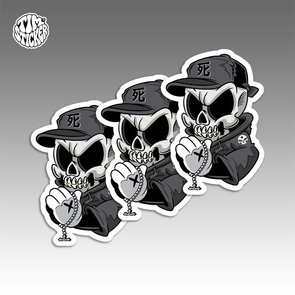 Trendy Waterproof Vinyl Stickers, Skull Praying Decal for Laptop, Water Bottle, Skateboard, Car, Aesthetic Cool UV Resistant Sticker Pack 3 PCS TIM STICKER®