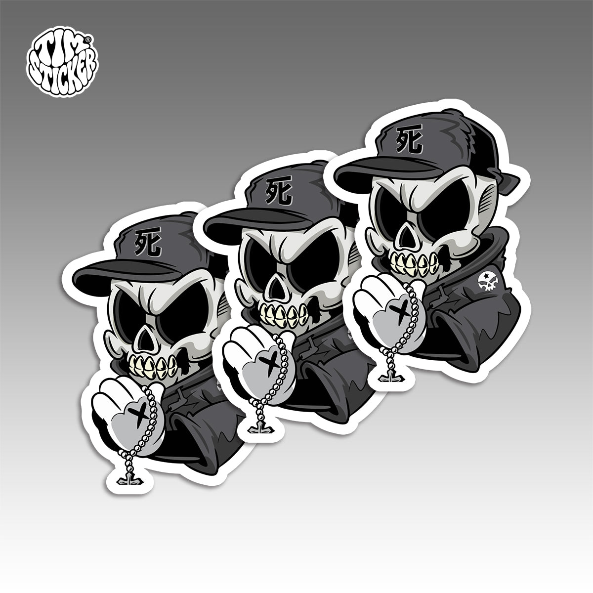 Trendy Waterproof Vinyl Stickers, Skull Praying Decal for Laptop, Water Bottle, Skateboard, Car, Aesthetic Cool UV Resistant Sticker Pack 3 PCS TIM STICKER®