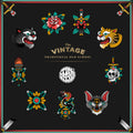Traditional Old School Tattoo Pattern Stickers Pack 9 PCS TIM STICKER®