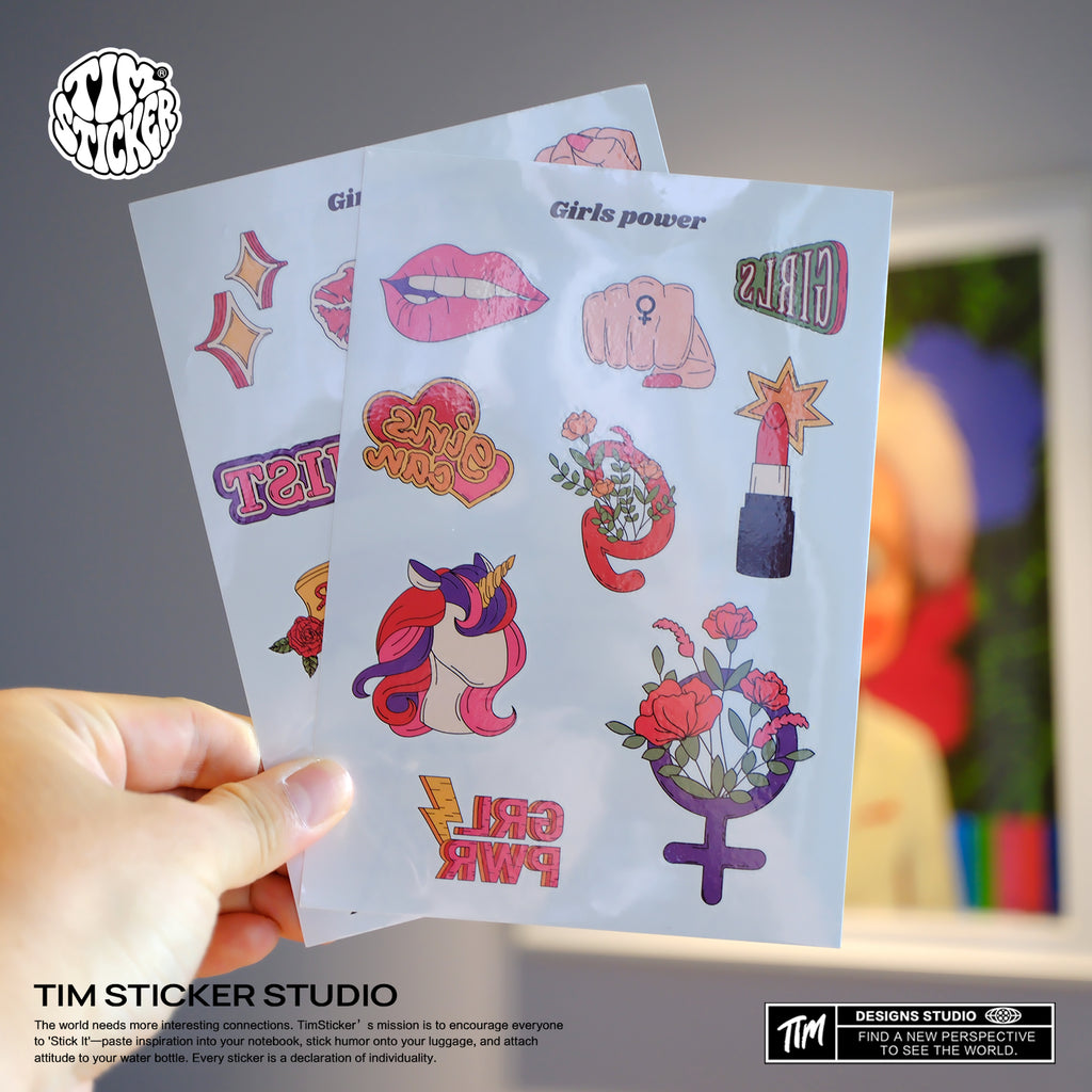 Girls Power Tattoos, 2 Set 18 Sheets Semi Permanent Tattoo, Adult Art Design Temporary Tattoos, Lasts 5-7 Days, Waterproof & Easy to Apply, Realistic Look, No Adhesive, No Reflection, TIM STICKER®