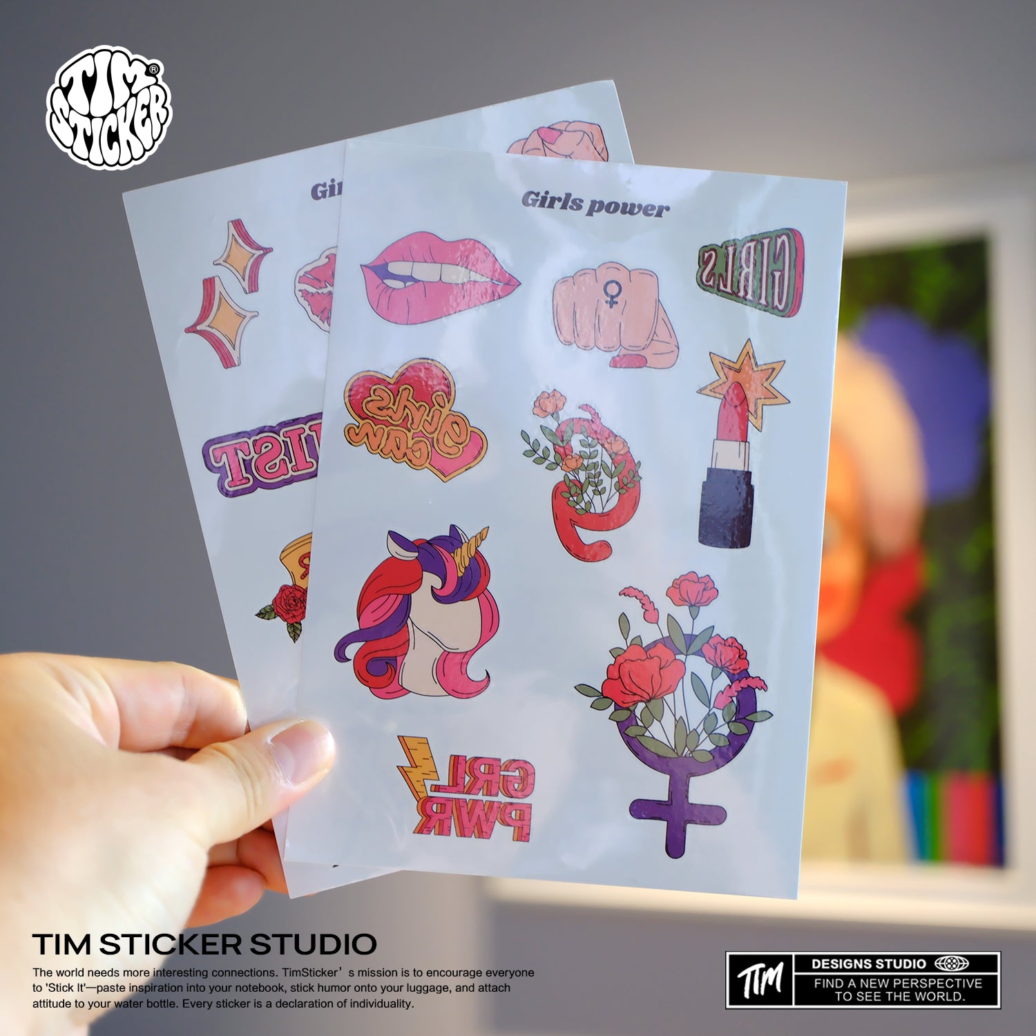 Girls Power Tattoos, 2 Set 18 Sheets Semi Permanent Tattoo, Adult Art Design Temporary Tattoos, Lasts 5-7 Days, Waterproof & Easy to Apply, Realistic Look, No Adhesive, No Reflection, TIM STICKER®