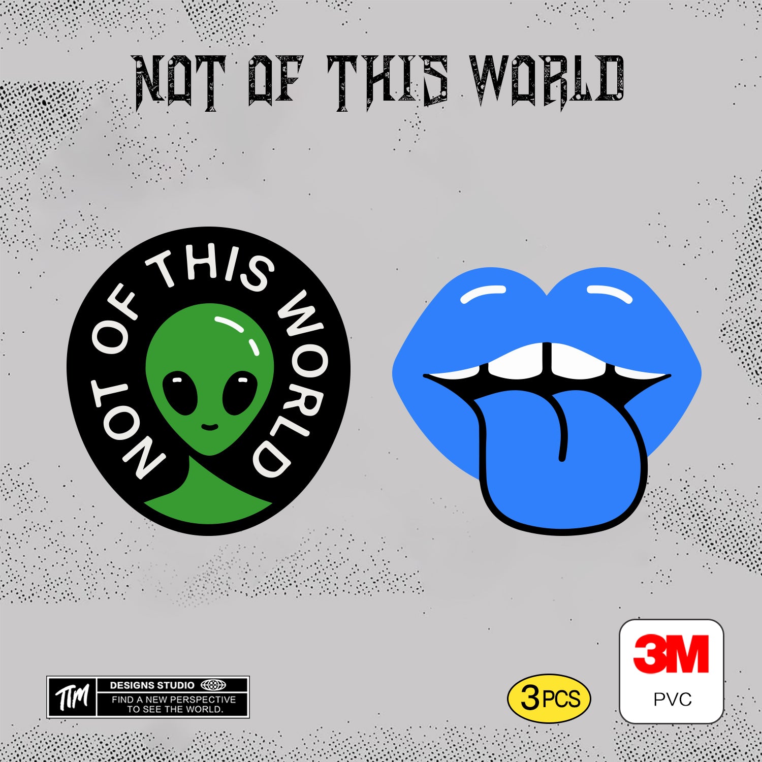 NOT OF THIS WORLD Stickers Pack – Space Flying Saucer Vinyl Decals for Laptop, Water Bottle, Skateboard, Phone Case, Sci-Fi Aesthetic Sticker, 3 PCS, Not Reusable TIM STICKER®