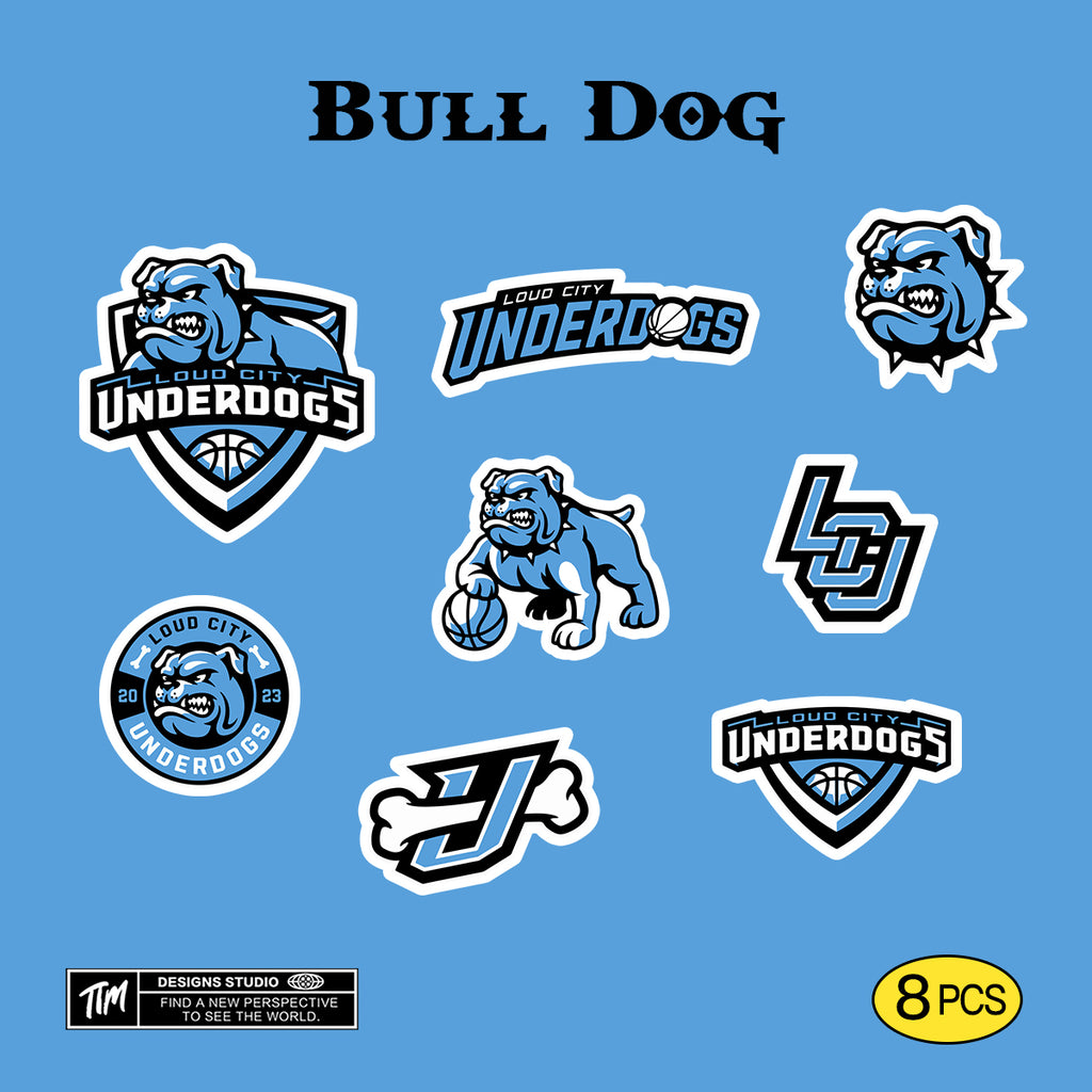 Bull Dog Waterproof Stickers Pack – Funny Trendy Club Patterns Vinyl Decals for Laptop, Water Bottle, Skateboard, Phone Case, Cool Trendy Sticker 3 PCS, Not Reusable TIM STICKER®