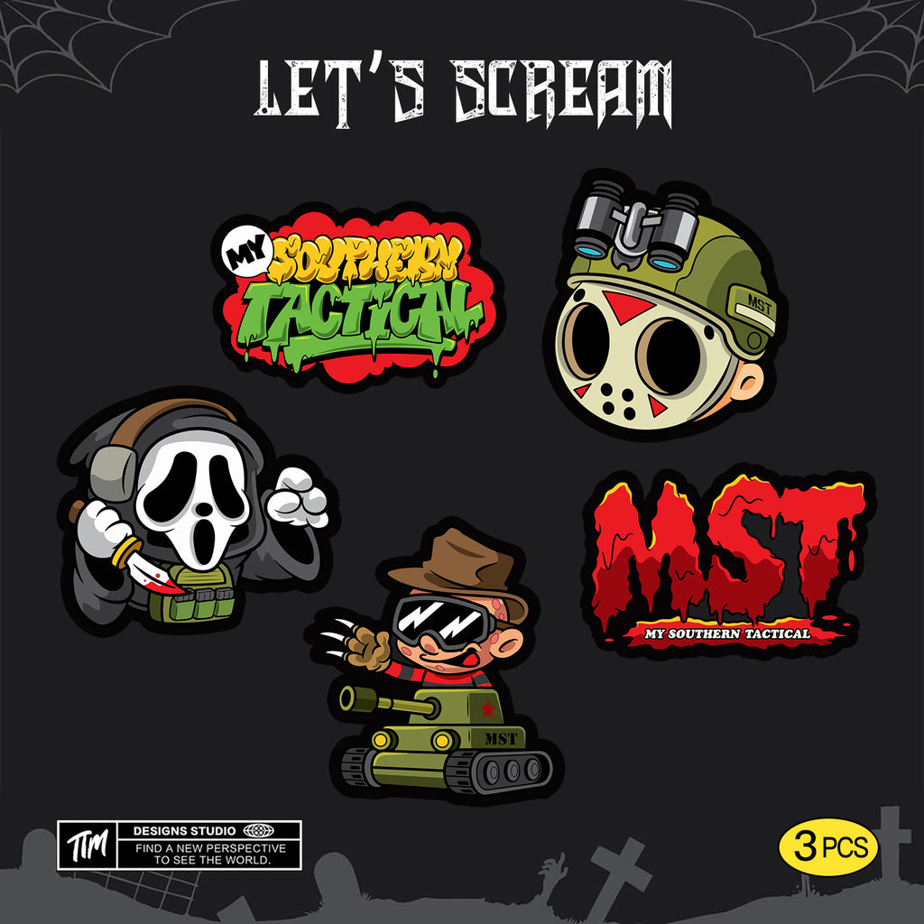 Let’s Scream Stickers Pack – Funny Quote Aesthetic Vinyl Decals for Laptop, Water Bottle, Skateboard, Phone Case, Cool Trendy Stickers for Teens 3 PCS, Not Reusable TIM STICKER®