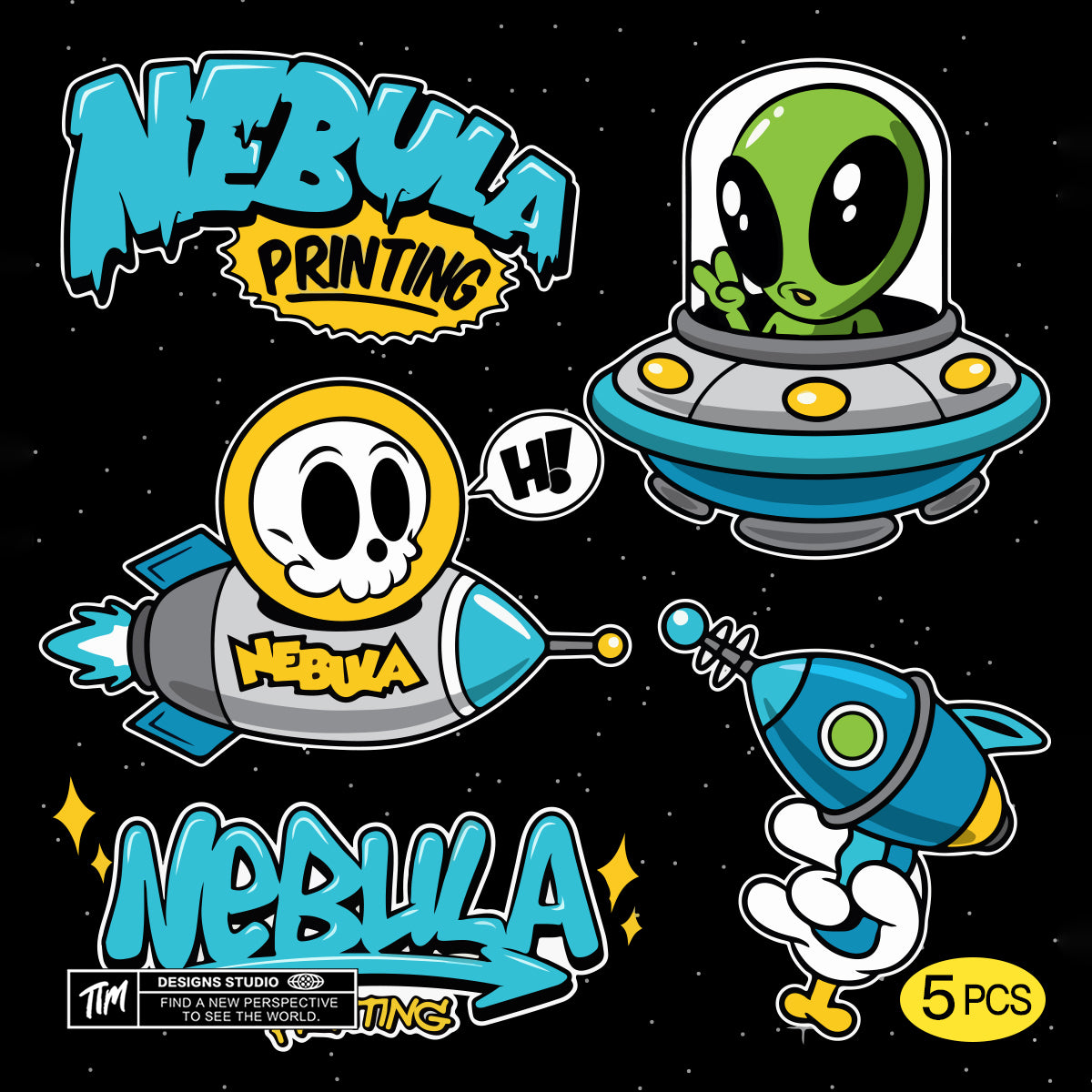 Welcome to Nebula Waterproof Stickers Pack – Funny Trendy Patterns Vinyl Decals for Laptop, Water Bottle, Skateboard, Phone Case, Cool Trendy Sticker for Teens 3 PCS, Not Reusable TIM STICKER®