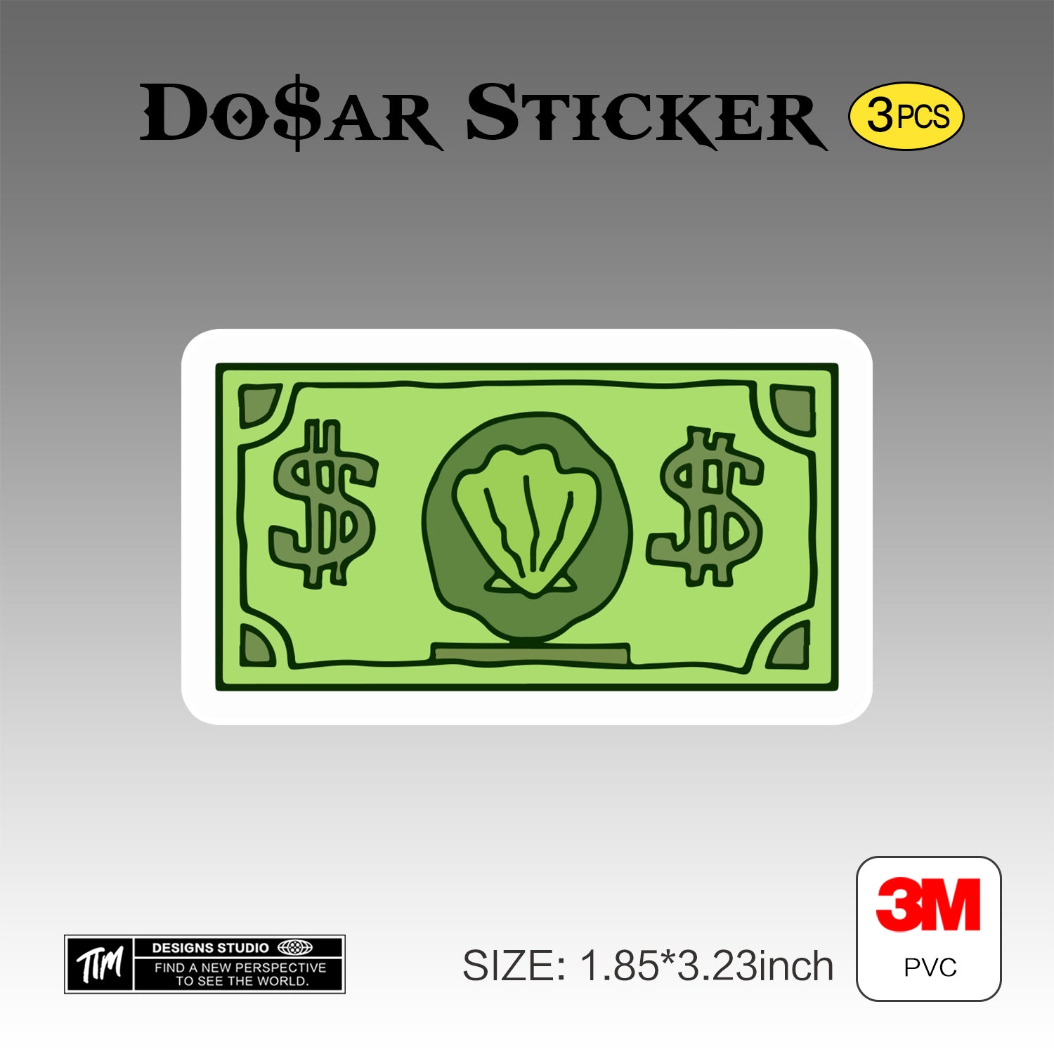 Money Dollar Sign Stickers – Cool $ Cash Aesthetic Vinyl Decals for Skateboard, Laptop, Water Bottle, Phone Case, Hip Hop Style Stickers, 3 PCS, Not Reusable TIM STICKER®