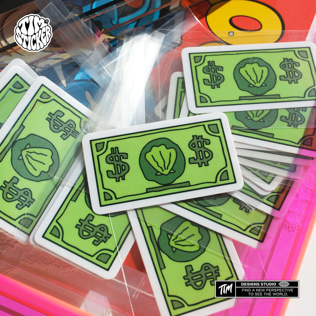 Money Dollar Sign Stickers – Cool $ Cash Aesthetic Vinyl Decals for Skateboard, Laptop, Water Bottle, Phone Case, Hip Hop Style Stickers, 3 PCS, Not Reusable TIM STICKER®