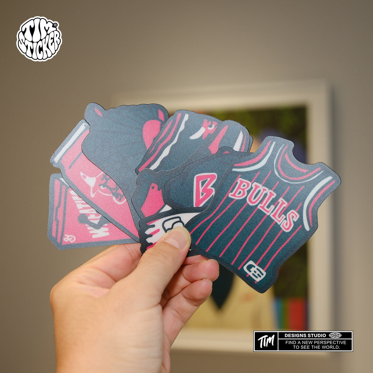 Bull Memorabilia Basketball Stickers Pack 8PCS – Vintage Sports Mascot Vinyl Decals for Laptop, Water Bottle, Skateboard, Phone Case, Retro Sports Aesthetic, 3 PCS, Not Reusable TIM STICKER®