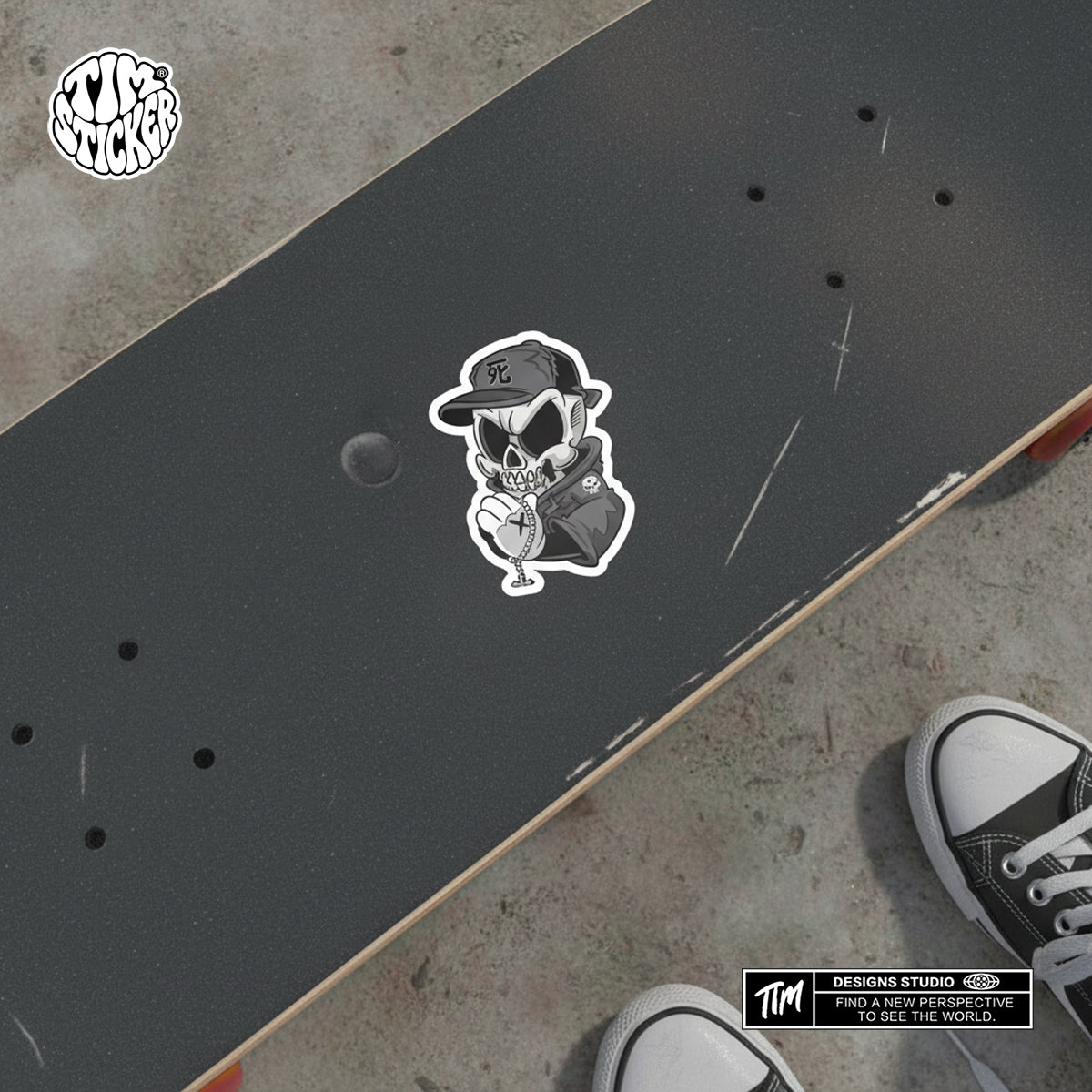 Trendy Waterproof Vinyl Stickers, Skull Praying Decal for Laptop, Water Bottle, Skateboard, Car, Aesthetic Cool UV Resistant Sticker Pack 3 PCS TIM STICKER®