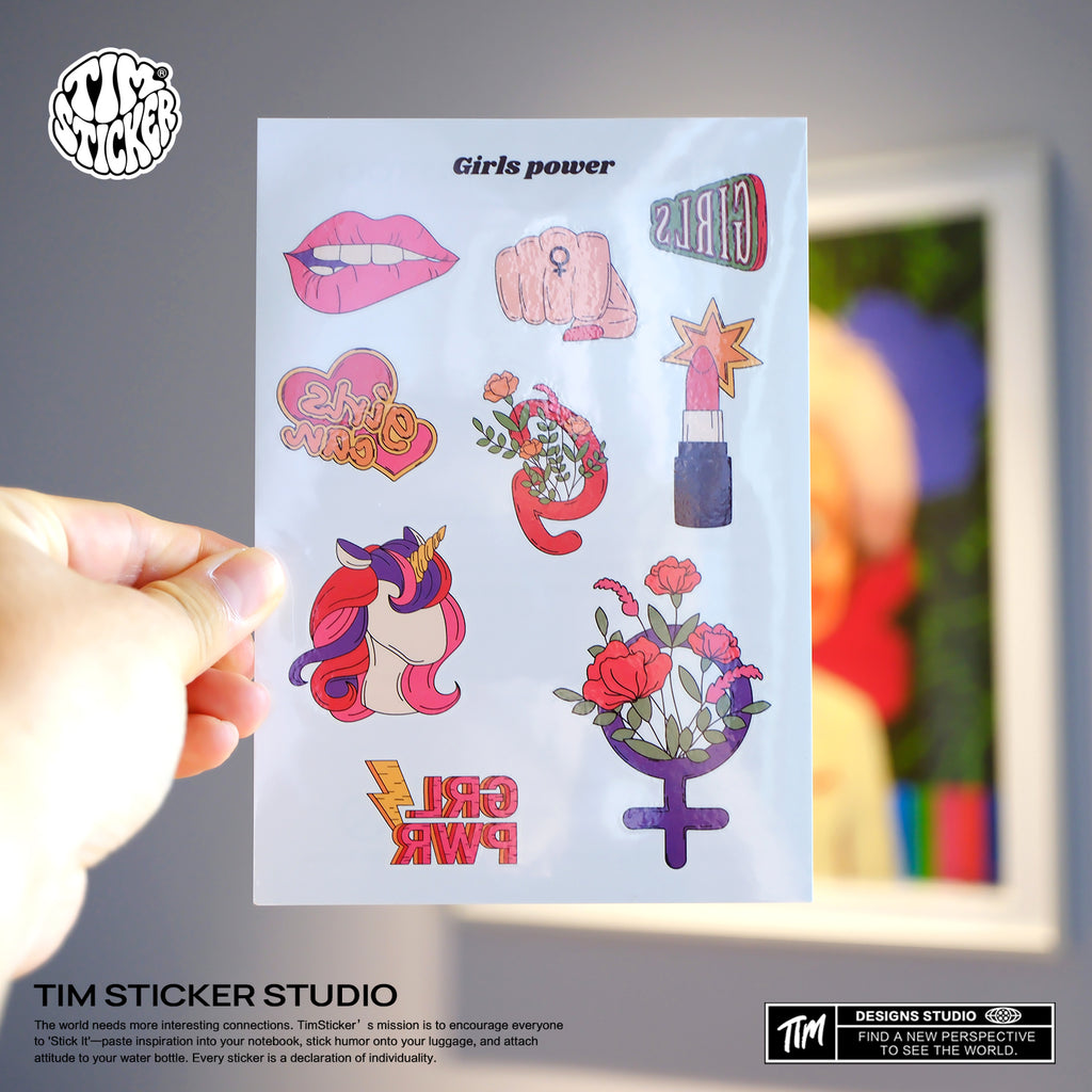 Girls Power Tattoos, 2 Set 18 Sheets Semi Permanent Tattoo, Adult Art Design Temporary Tattoos, Lasts 5-7 Days, Waterproof & Easy to Apply, Realistic Look, No Adhesive, No Reflection, TIM STICKER®