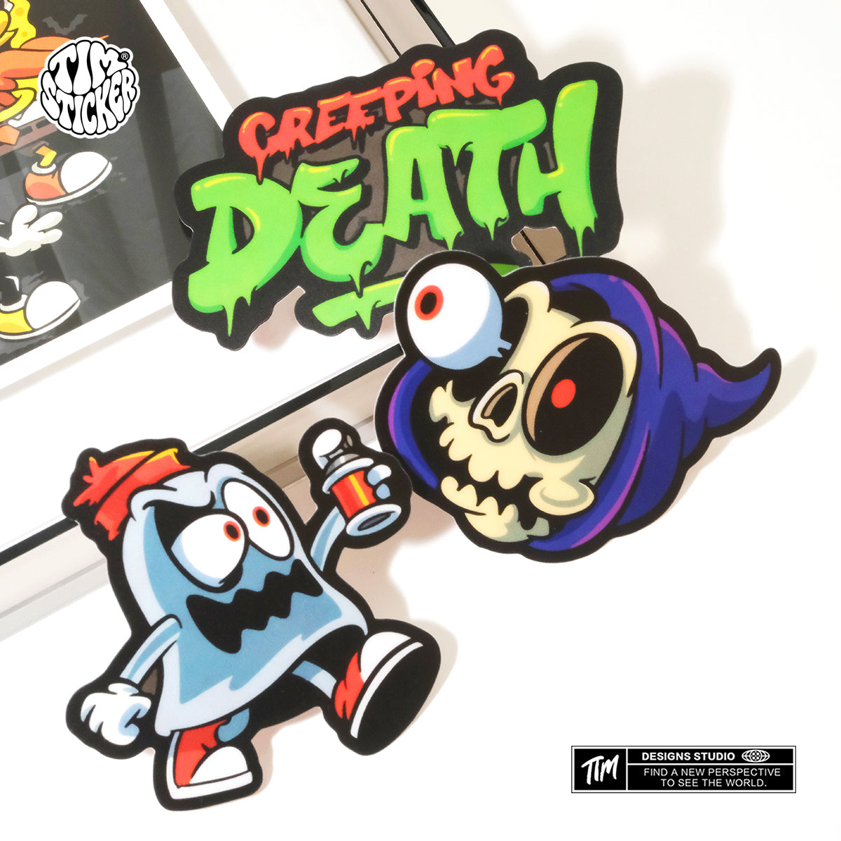 Creeping Death Waterproof Stickers Pack – Funny Trendy Patterns Vinyl Decals for Laptop, Water Bottle, Skateboard, Phone Case, Cool Trendy Sticker for Teens 3 PCS, Not Reusable TIM STICKER®