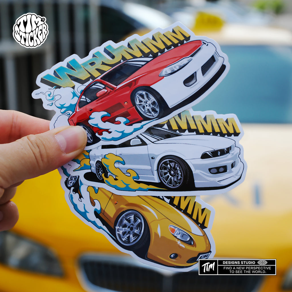 Trendy Waterproof Vinyl Stickers, Urban racing Decal for Laptop, Water Bottle, Skateboard, Car, Aesthetic Cool UV Resistant Sticker Pack 3 PCS TIM STICKER®
