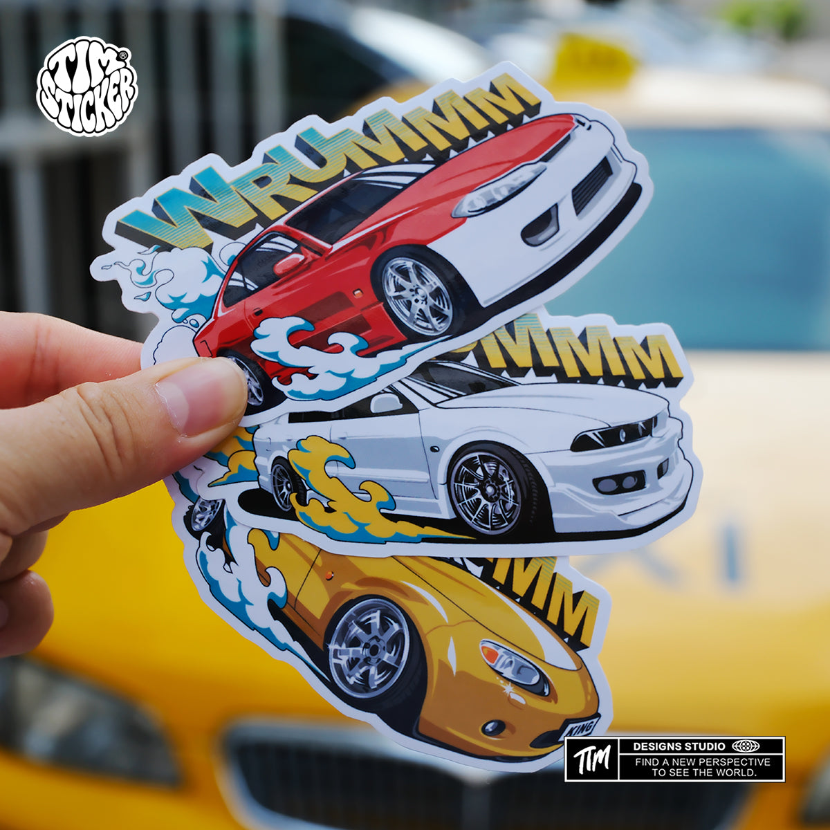 Trendy Waterproof Vinyl Stickers, Urban racing Decal for Laptop, Water Bottle, Skateboard, Car, Aesthetic Cool UV Resistant Sticker Pack 3 PCS TIM STICKER®
