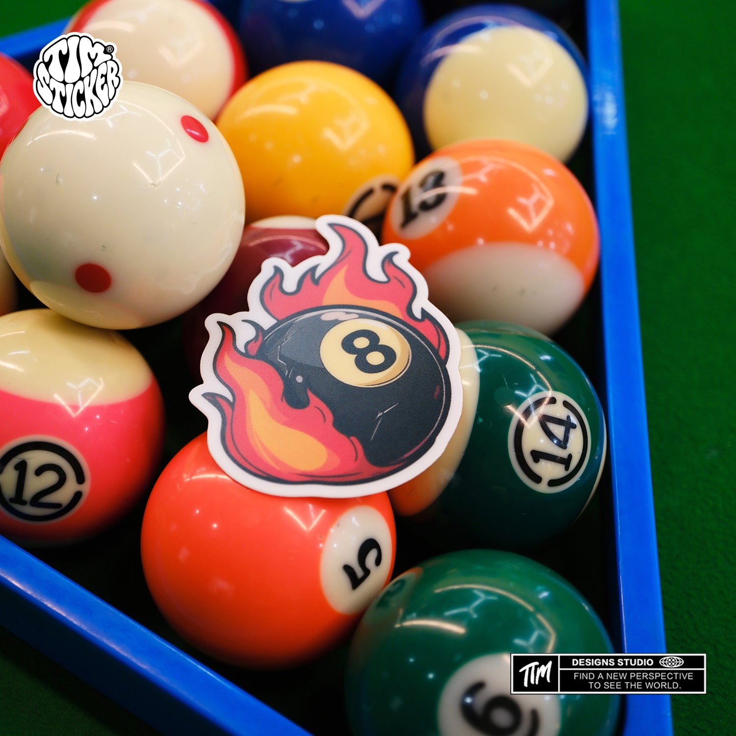 Pool Billiards Stickers Pack – 6pcs Pool Ball Cue Stick Vinyl Stickers for Skateboard, Laptop, Water Bottle, Phone, Billiards Lover Gift, Not Reusable TIM STICKER®