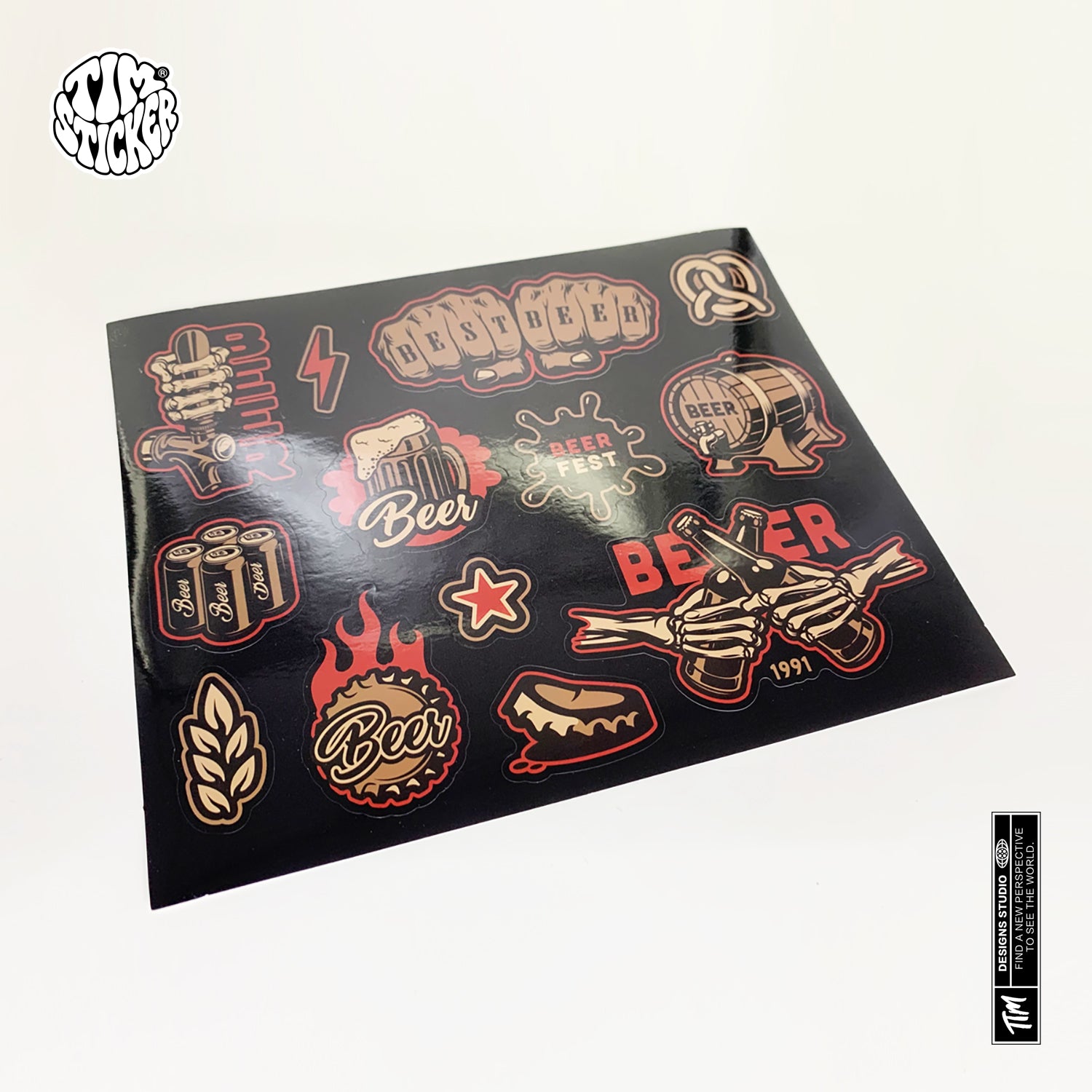 Vintage beer Waterproof Stickers, Skull Style Vinyl Sticker Style Decal for Laptop, Water Bottle, Car, Skateboard, Phone, 13 PCS, Reusable TIM STICKER®