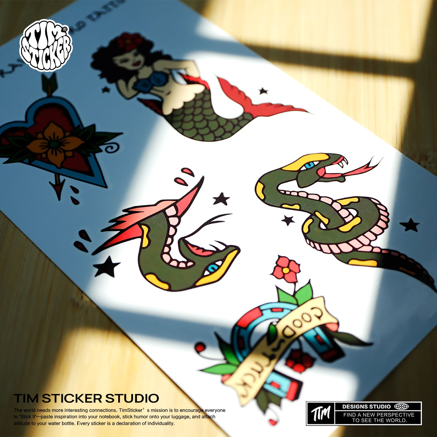 Hand-Drawn Vintage Temporary Tattoos – 1Set 5 Sheets Unique & Artistic Fake Tattoos for Adults, Waterproof & Easy to Apply, Perfect for Festivals, Parties, and Cosplay, TIM STICKER®