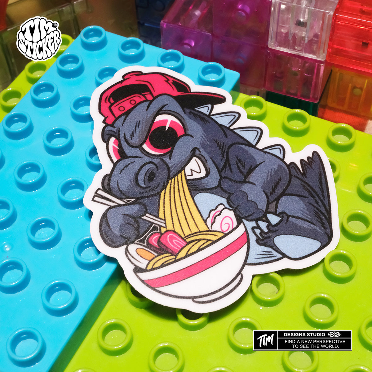 Noodle Godzilla Waterproof Stickers – Japanese Monster Vinyl Decals for Laptop, Water Bottle, Skateboard, Phone Case, Cool Trendy Sticker for Teens 3 PCS, Not Reusable TIM STICKER®