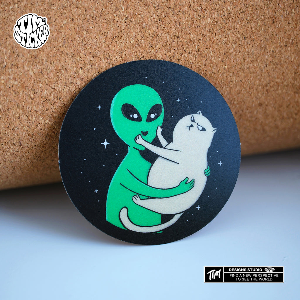 Alien UFO Stickers Pack – Space Flying Saucer Vinyl Decals for Laptop, Water Bottle, Skateboard, Phone Case, Sci-Fi Aesthetic Sticker, 3 PCS, Not Reusable TIM STICKER®