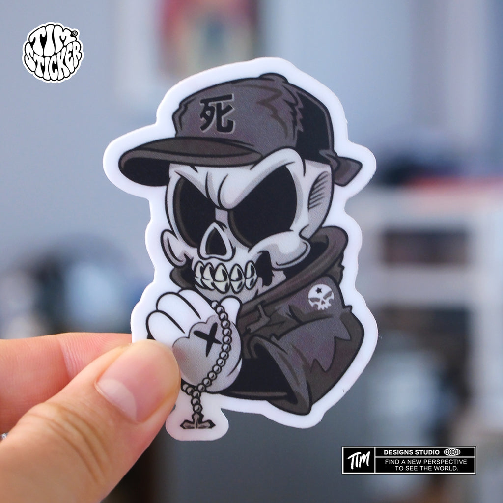 Trendy Waterproof Vinyl Stickers, Skull Praying Decal for Laptop, Water Bottle, Skateboard, Car, Aesthetic Cool UV Resistant Sticker Pack 3 PCS TIM STICKER®