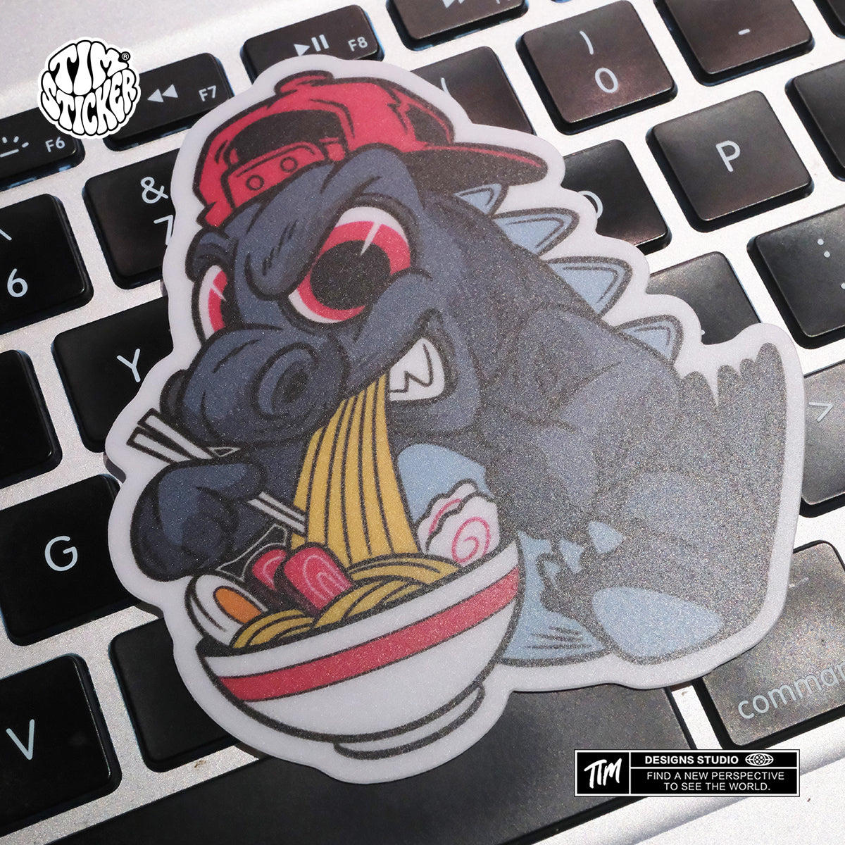 Noodle Godzilla Waterproof Stickers – Japanese Monster Vinyl Decals for Laptop, Water Bottle, Skateboard, Phone Case, Cool Trendy Sticker for Teens 3 PCS, Not Reusable TIM STICKER®