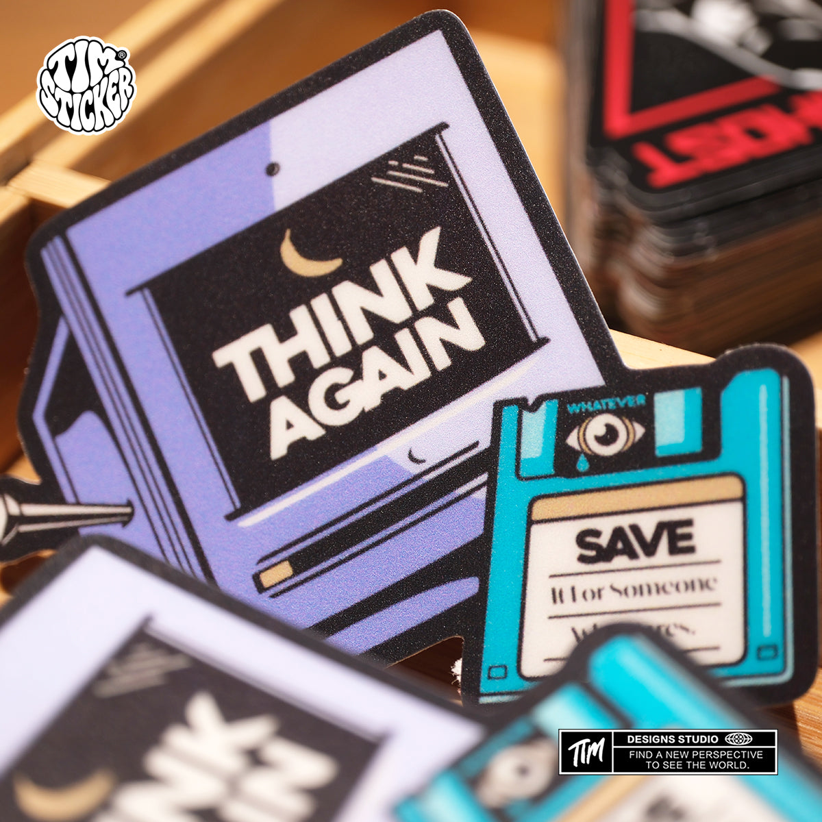 Trendy Waterproof Vinyl Stickers, Think Again Decal for Laptop, Water Bottle, Skateboard, Car, Aesthetic Cool UV Resistant Sticker Pack 3 PCS TIM STICKER®