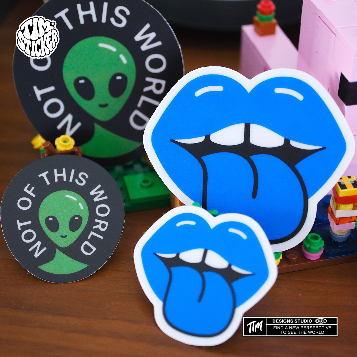 NOT OF THIS WORLD Stickers Pack – Space Flying Saucer Vinyl Decals for Laptop, Water Bottle, Skateboard, Phone Case, Sci-Fi Aesthetic Sticker, 3 PCS, Not Reusable TIM STICKER®