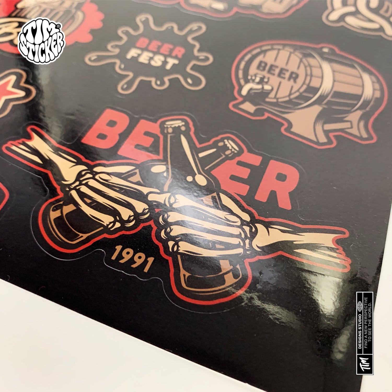 Juego de 9 pegatinas con diseños de tatuajes tradicionales de la vieja escuela TIM STICKER® 