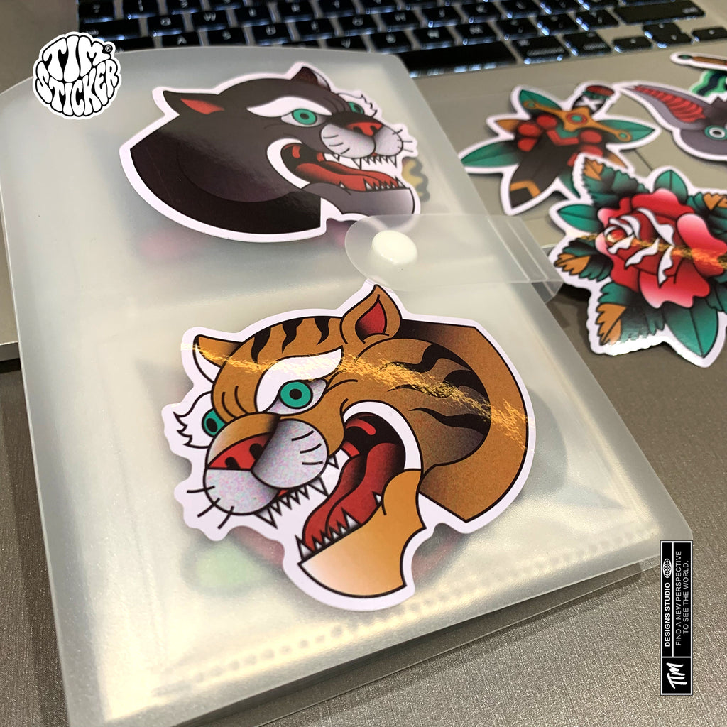 Traditional Old School Tattoo Pattern Stickers Pack 9 PCS TIM STICKER®