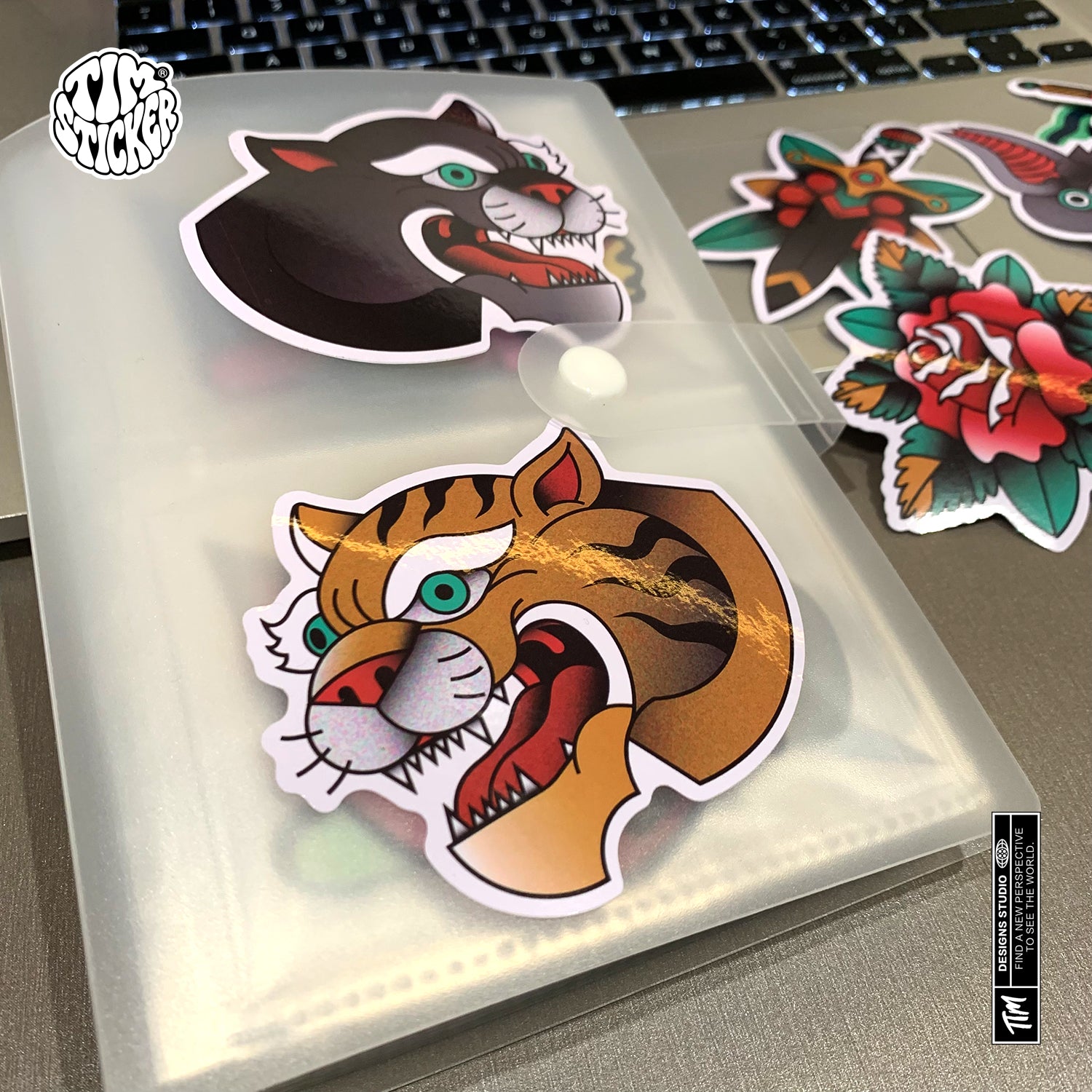 Traditional Old School Tattoo Pattern Stickers Pack 9 PCS TIM STICKER®