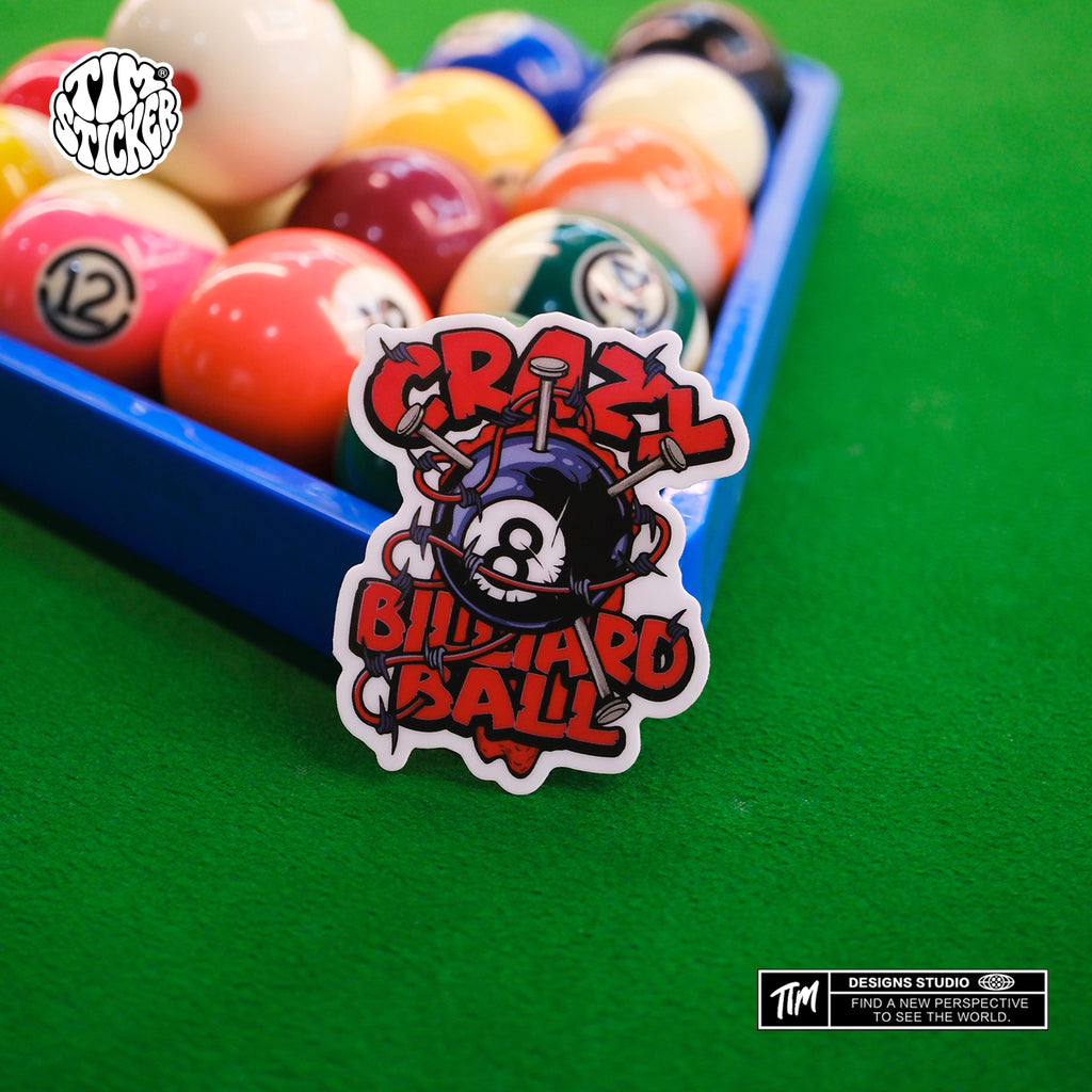 Pool Billiards Stickers Pack – 6pcs Pool Ball Cue Stick Vinyl Stickers for Skateboard, Laptop, Water Bottle, Phone, Billiards Lover Gift, Not Reusable TIM STICKER®