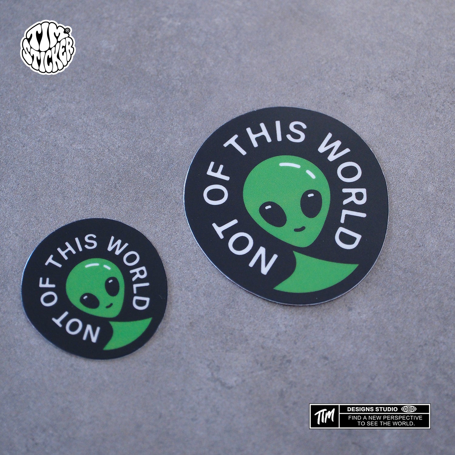 NOT OF THIS WORLD Stickers Pack – Space Flying Saucer Vinyl Decals for Laptop, Water Bottle, Skateboard, Phone Case, Sci-Fi Aesthetic Sticker, 3 PCS, Not Reusable TIM STICKER®