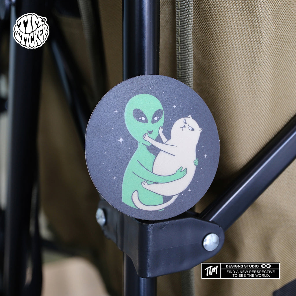 Alien UFO Stickers Pack – Space Flying Saucer Vinyl Decals for Laptop, Water Bottle, Skateboard, Phone Case, Sci-Fi Aesthetic Sticker, 3 PCS, Not Reusable TIM STICKER®