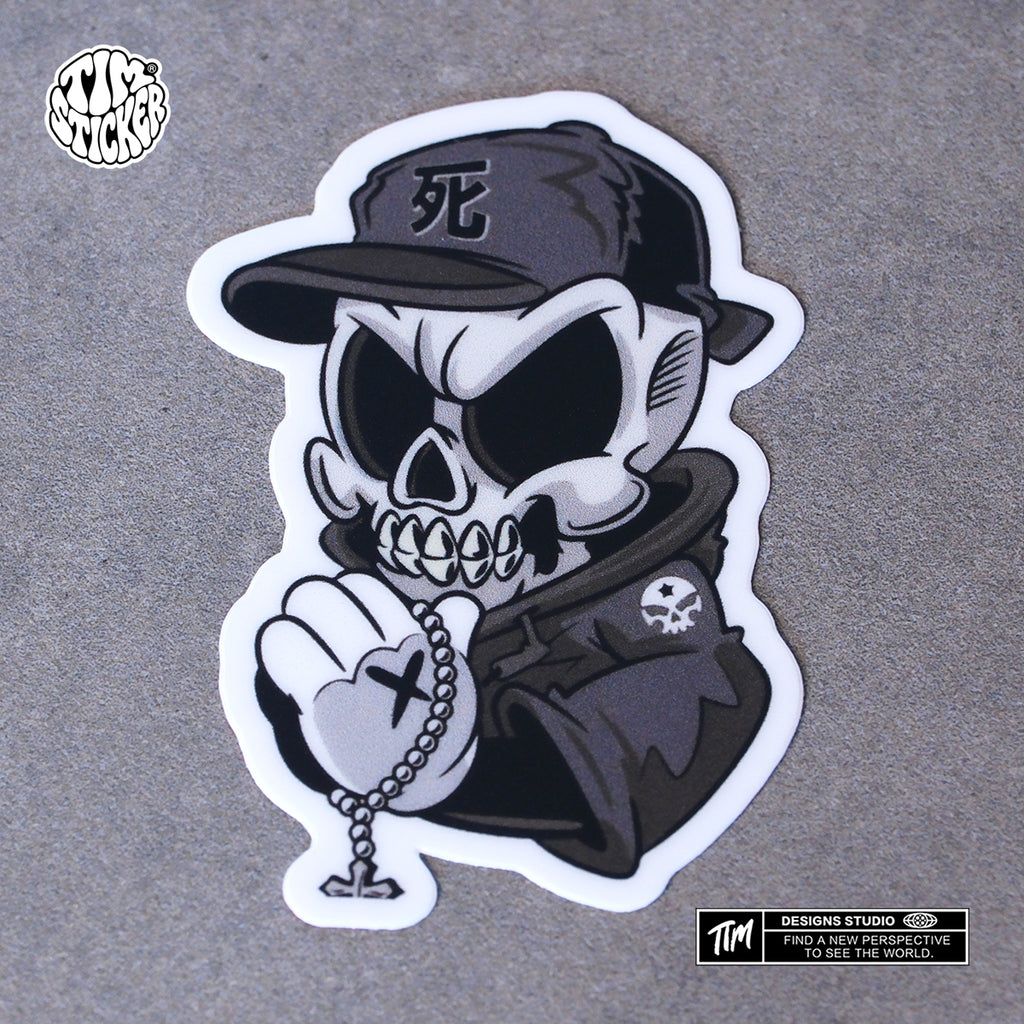 Trendy Waterproof Vinyl Stickers, Skull Praying Decal for Laptop, Water Bottle, Skateboard, Car, Aesthetic Cool UV Resistant Sticker Pack 3 PCS TIM STICKER®