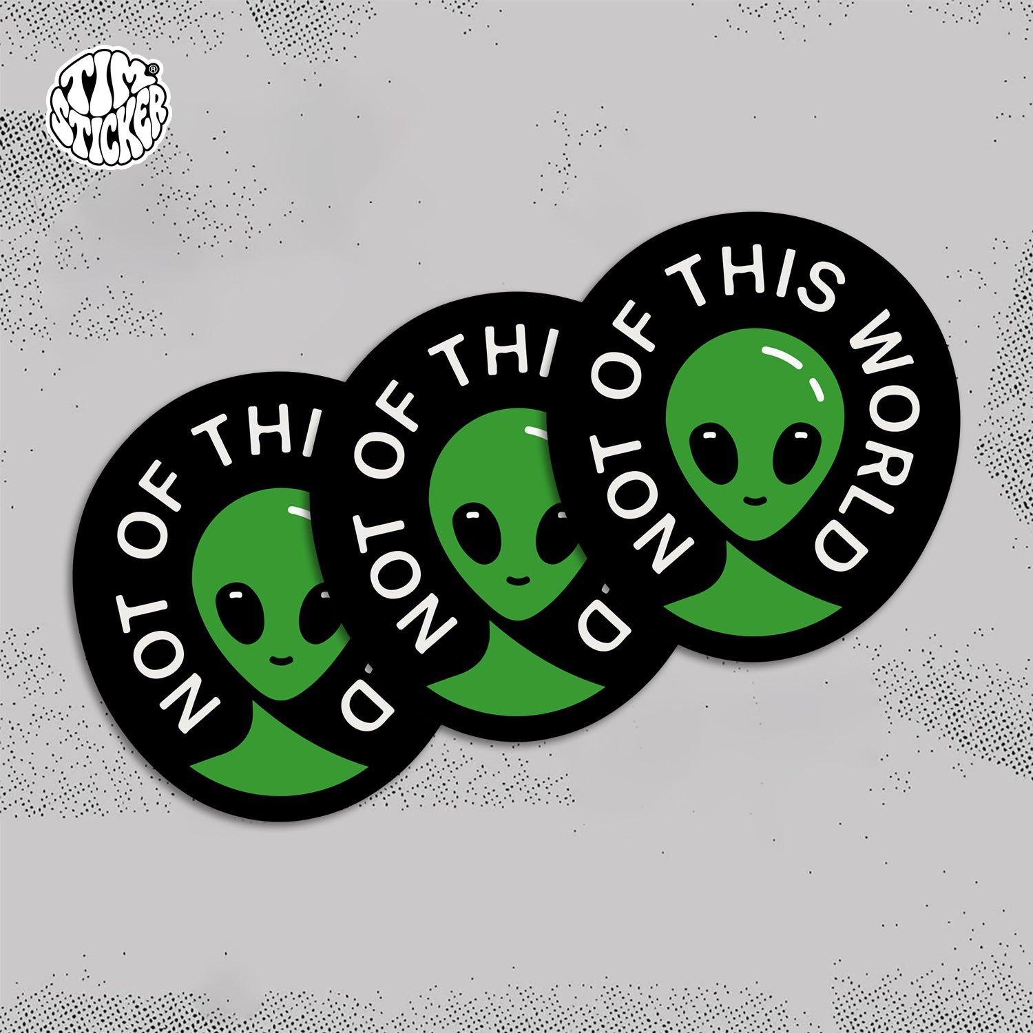 NOT OF THIS WORLD Stickers Pack – Space Flying Saucer Vinyl Decals for Laptop, Water Bottle, Skateboard, Phone Case, Sci-Fi Aesthetic Sticker, 3 PCS, Not Reusable TIM STICKER®