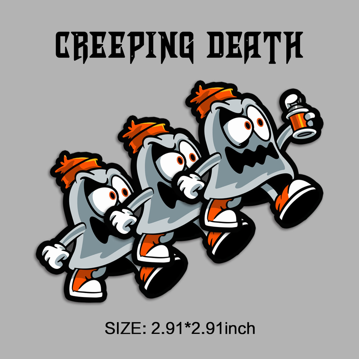 Creeping Death Waterproof Stickers Pack – Funny Trendy Patterns Vinyl Decals for Laptop, Water Bottle, Skateboard, Phone Case, Cool Trendy Sticker for Teens 3 PCS, Not Reusable TIM STICKER®