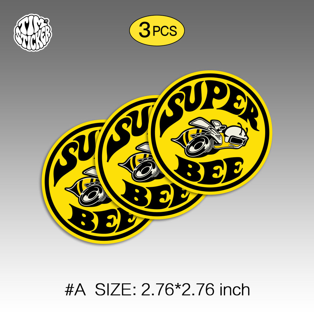 Dodge Super Bee Graffiti Sticker – Angry Bulldog Street Style Vinyl Decal for Cars, Laptops & Skate Gear, 3 PCS, Not Reusable TIM STICKER®