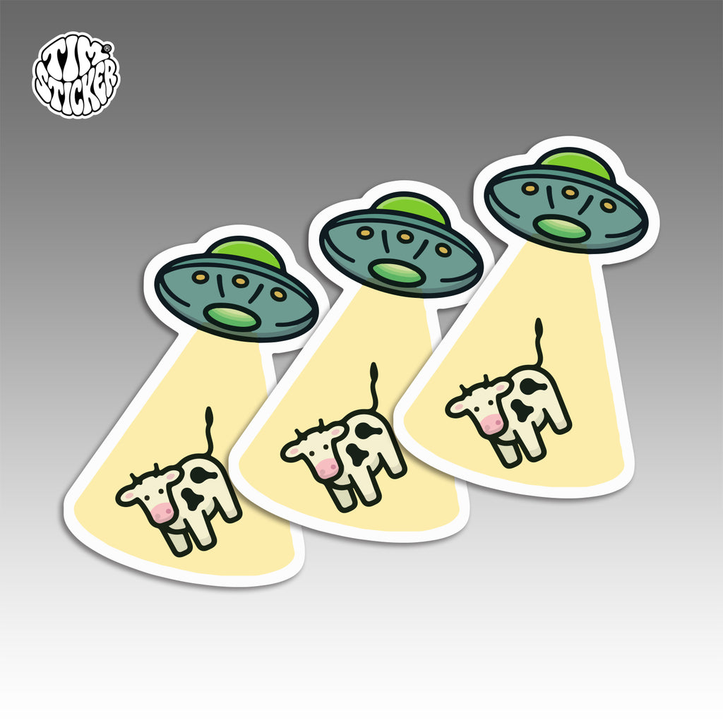 Alien UFO Stickers Pack – Space Flying Saucer Vinyl Decals for Laptop, Water Bottle, Skateboard, Phone Case, Sci-Fi Aesthetic Sticker, 3 PCS, Not Reusable TIM STICKER®