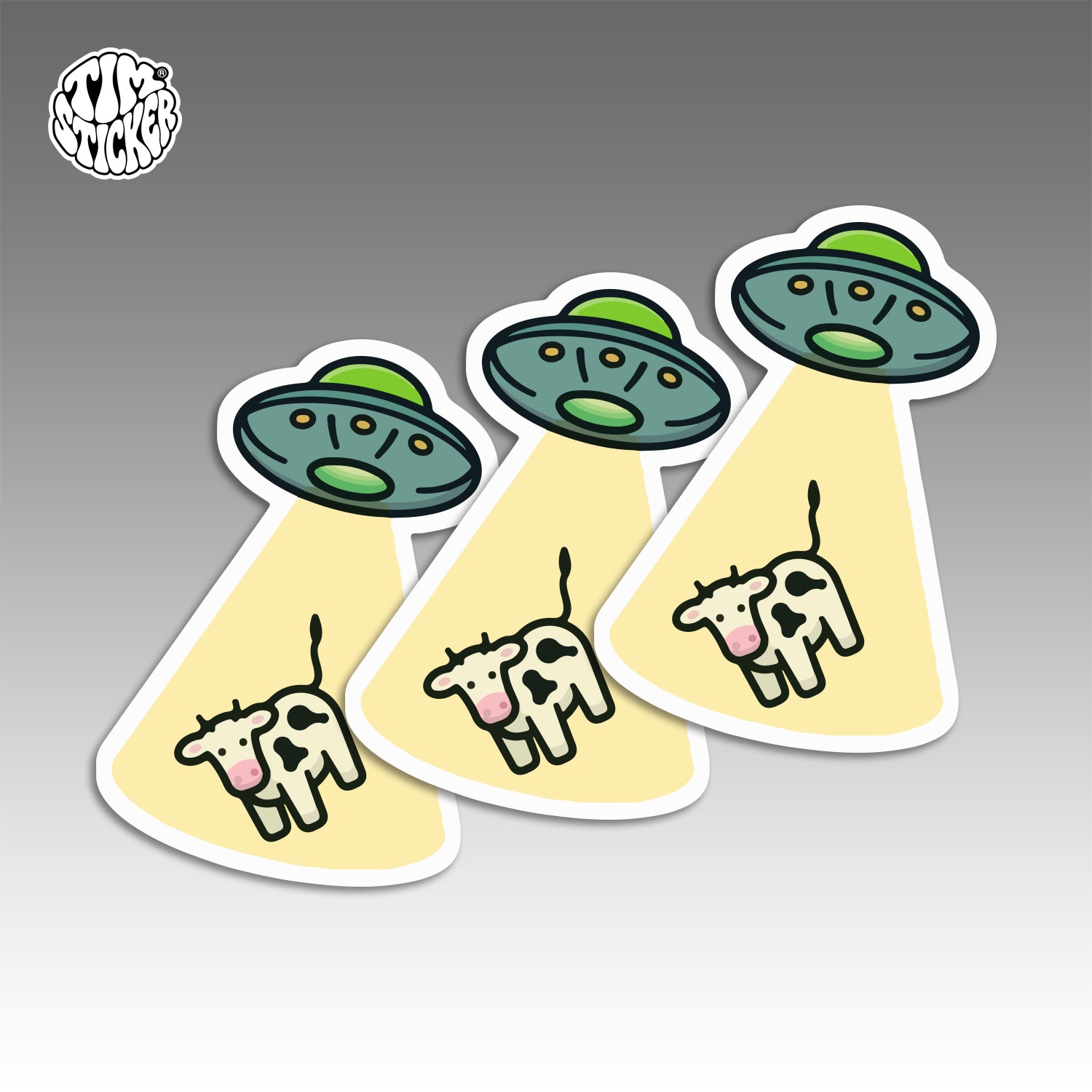 Alien UFO Stickers Pack – Space Flying Saucer Vinyl Decals for Laptop, Water Bottle, Skateboard, Phone Case, Sci-Fi Aesthetic Sticker, 3 PCS, Not Reusable TIM STICKER®