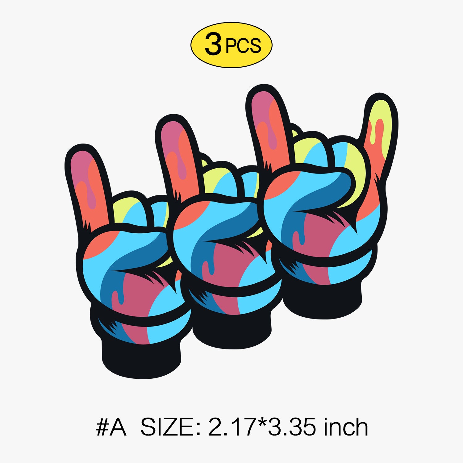 Yoo Graffiti Sticker Set, Trendy Cartoon Outdoor Style Sticker Decal for Laptop, Water Bottle, Car, Skateboard, 3 PCS, Not Reusable TIM STICKER®