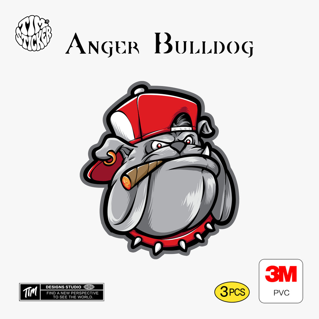 Anger-Bulldog Graffiti Sticker – Angry Bulldog Street Style Vinyl Decal for Cars, Laptops & Skate Gear, 3 PCS, Not Reusable TIM STICKER®