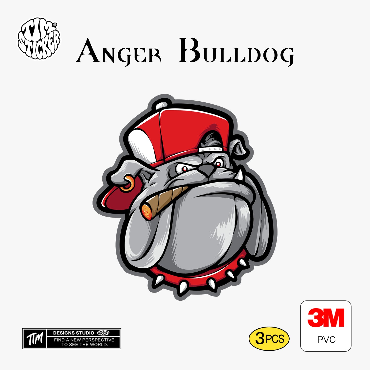 Anger-Bulldog Graffiti Sticker – Angry Bulldog Street Style Vinyl Decal for Cars, Laptops & Skate Gear, 3 PCS, Not Reusable TIM STICKER®