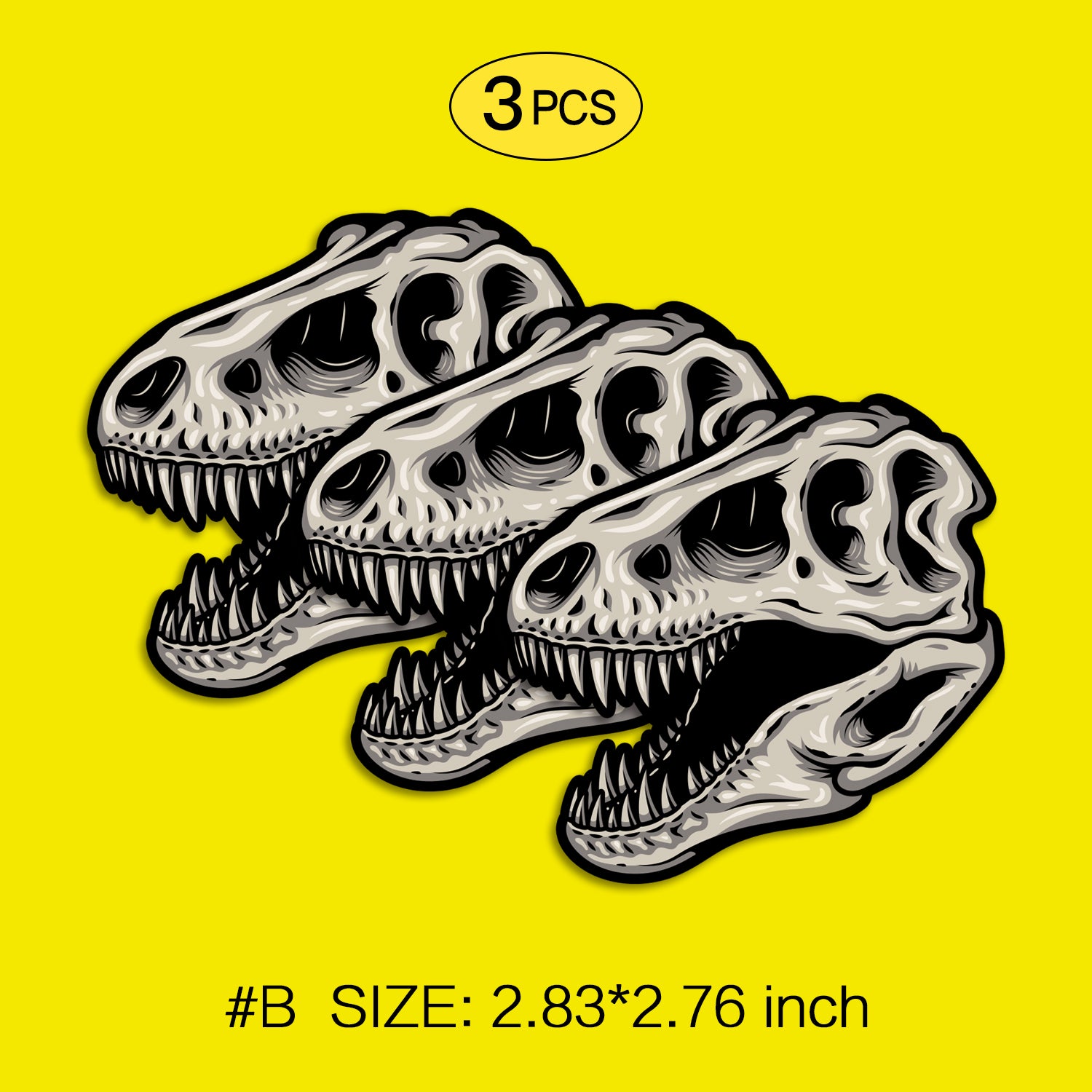 Tyrannosaur Skull Water Bottle Stickers, Waterproof & Grit Texture, 3 PCS, Not Reusable TIM STICKER®