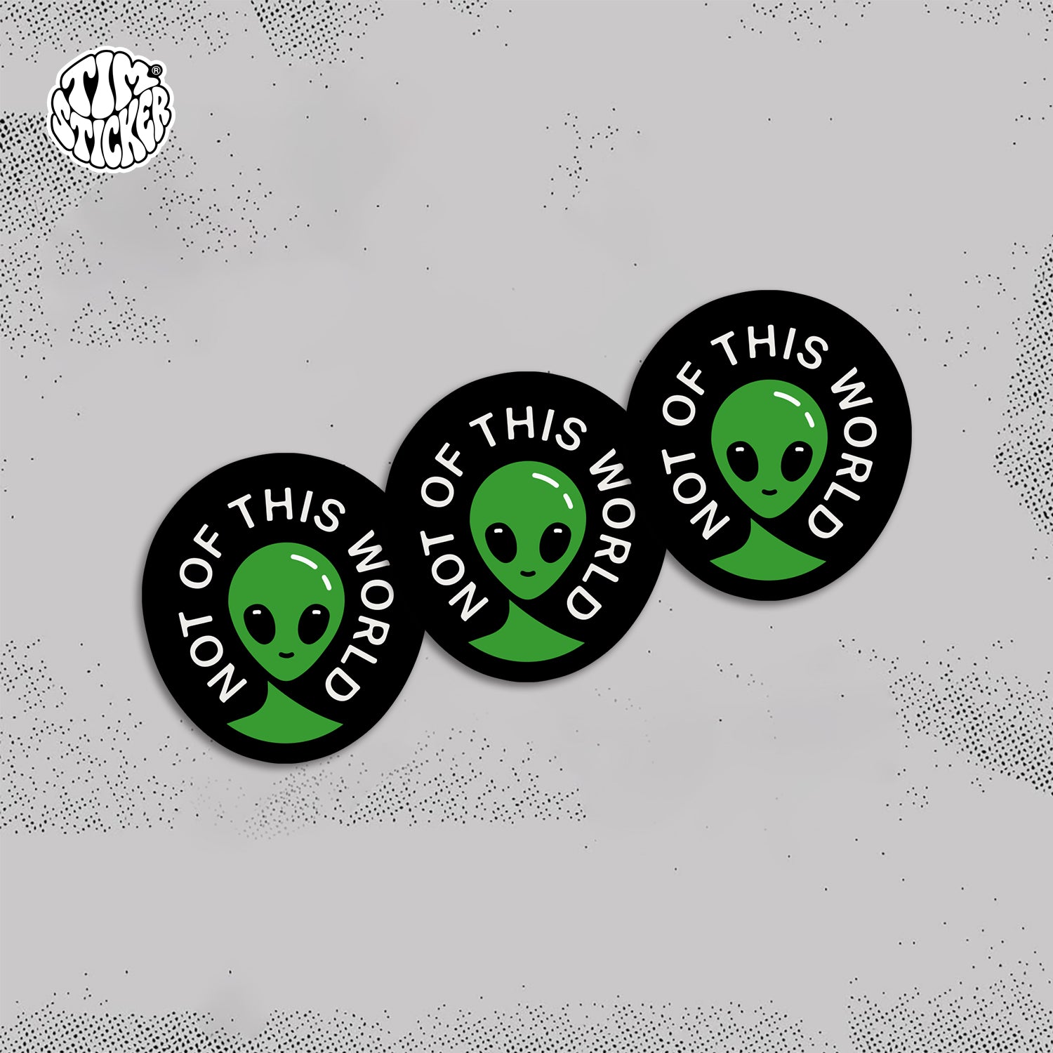 NOT OF THIS WORLD Stickers Pack – Space Flying Saucer Vinyl Decals for Laptop, Water Bottle, Skateboard, Phone Case, Sci-Fi Aesthetic Sticker, 3 PCS, Not Reusable TIM STICKER®
