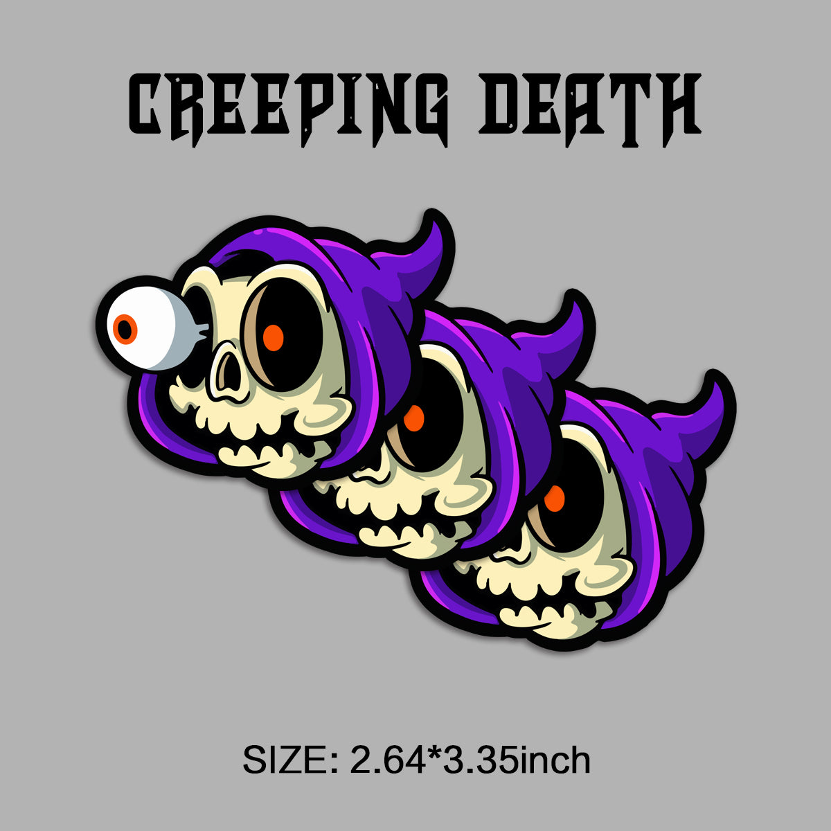 Creeping Death Waterproof Stickers Pack – Funny Trendy Patterns Vinyl Decals for Laptop, Water Bottle, Skateboard, Phone Case, Cool Trendy Sticker for Teens 3 PCS, Not Reusable TIM STICKER®