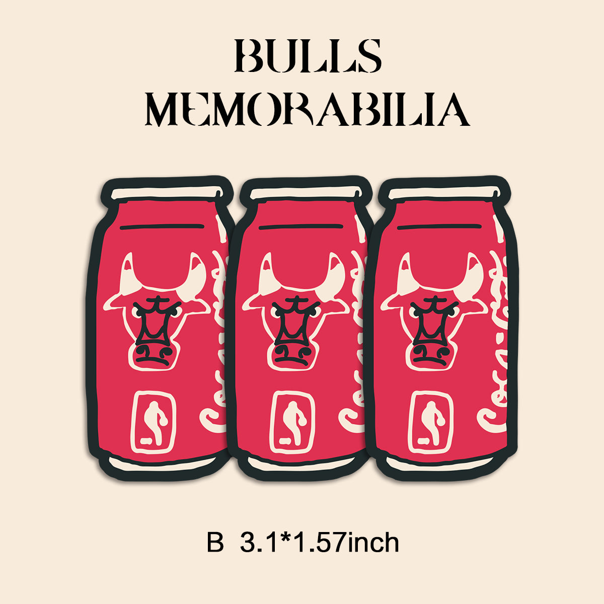 Bull Memorabilia Basketball Stickers Pack 8PCS – Vintage Sports Mascot Vinyl Decals for Laptop, Water Bottle, Skateboard, Phone Case, Retro Sports Aesthetic, 3 PCS, Not Reusable TIM STICKER®