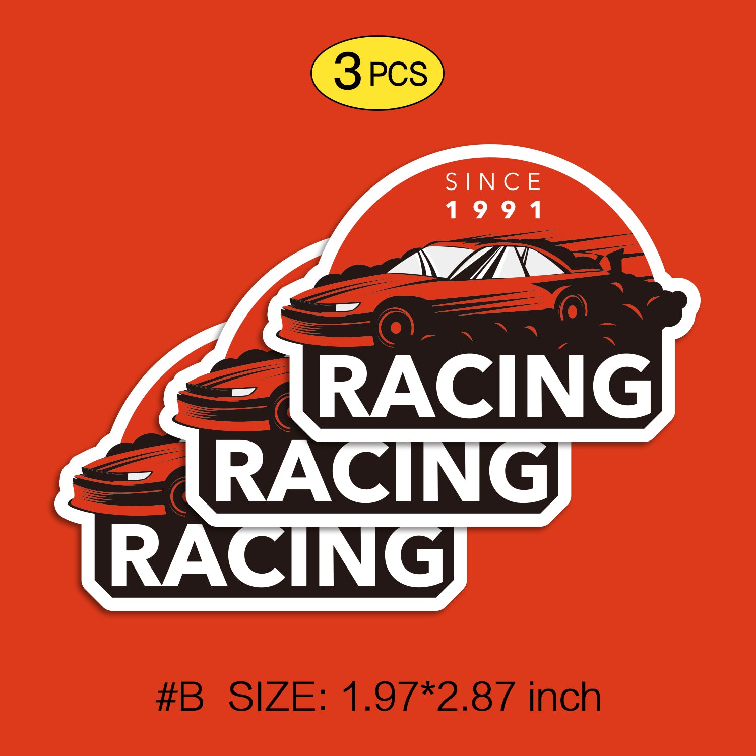 Kart Racing Waterproof Stickers Set, Trendy Cartoon Outdoor Style Sticker Decal for Laptop, Water Bottle, Car, Skateboard, 3 PCS, Not Reusable TIM STICKER®