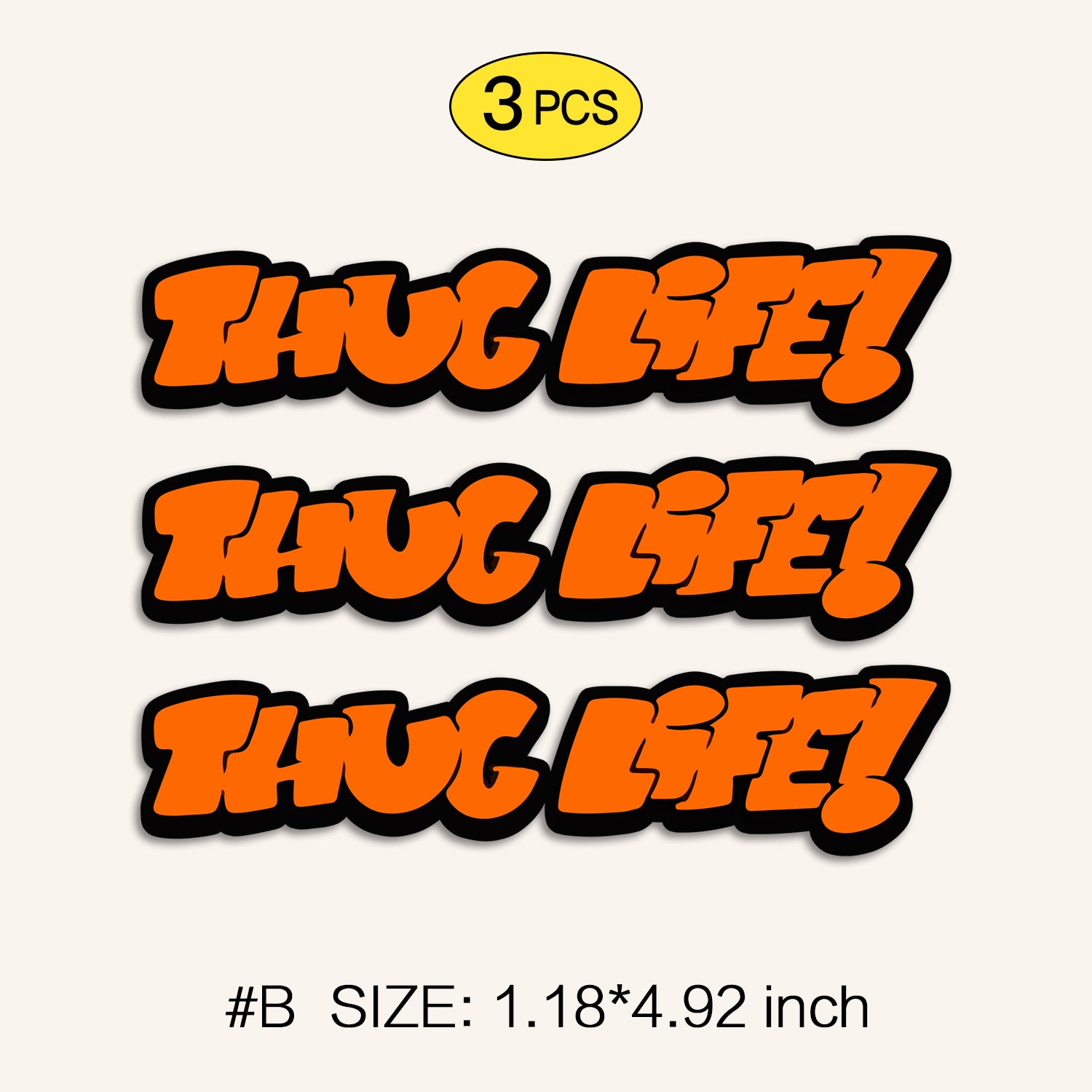 Flash Art Thug Life Graffiti Sticker, Bold Street Style Vinyl Decal for Cars, Laptops & Skate Gear, 3 PCS, Not Reusable TIM STICKER®